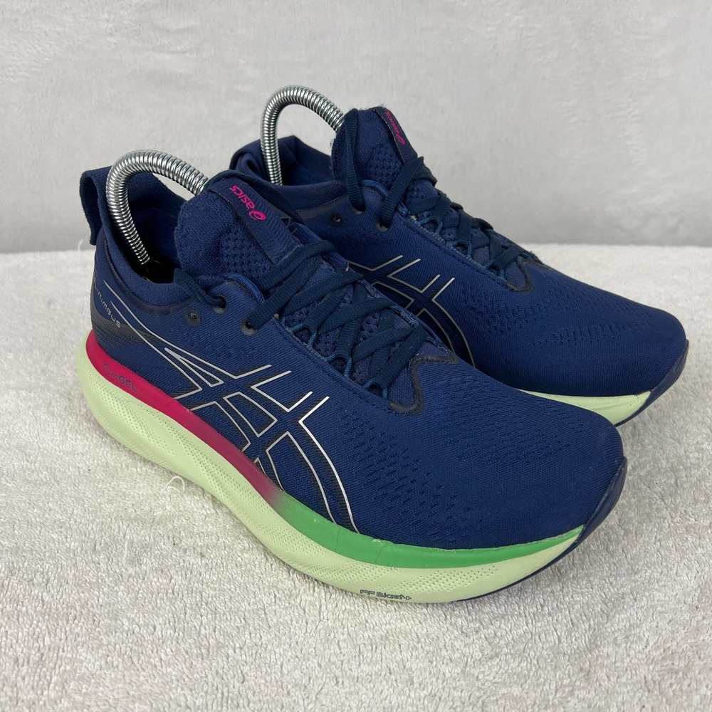 Asics Gel Nimbus 25 Running Shoes Womens 7.5 Blue Green Sneakers FF Blast‎ Knit